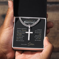 Load image into Gallery viewer, Little Brother Birthday Gift - Love Your Lord with All Your Strength Cross Cuban Link Chain
