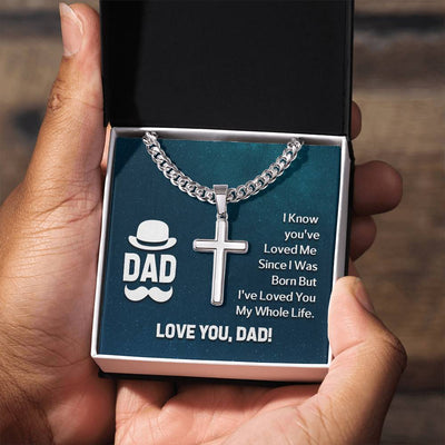 Load image into Gallery viewer, To My Dad Artisan Cross Necklace - I Know You &amp;#39;ve Loved Me
