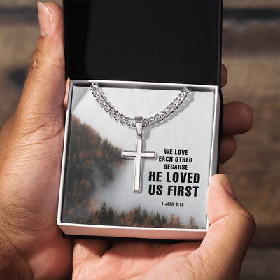 Load image into Gallery viewer, Birthday Gifts for a Christian Man, Unique Christian Gifts for Him, Cross on Cuban Link Chain
