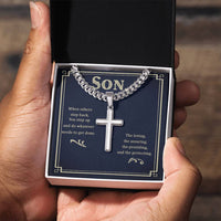 Load image into Gallery viewer, To My Son Artisan Cross Necklace - When Others Step Back
