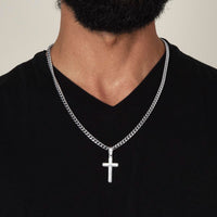 Load image into Gallery viewer, Birthday Gifts for a Christian Man, Spiritual Gifts for Men, Cross on Cuban Link Chain
