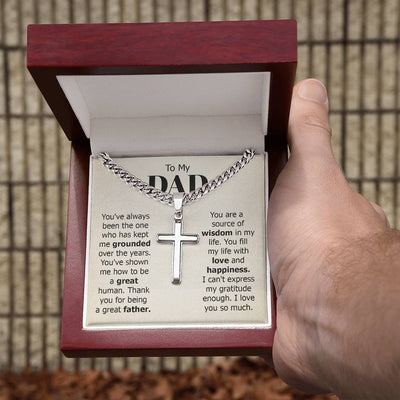 Load image into Gallery viewer, To My Dad Artisan Cross Necklace from Daughter/son, You Are Source of Wisdom in My Life
