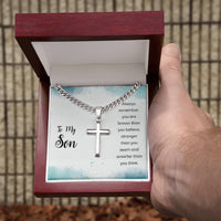 Load image into Gallery viewer, To My Son Cuban Link Chain Necklace Always Remember You Are Braver Than You Believe
