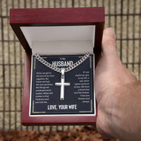 Load image into Gallery viewer, To My Husband Artisan Cross Necklace from Wife, When We Get to the End of Our Lives
