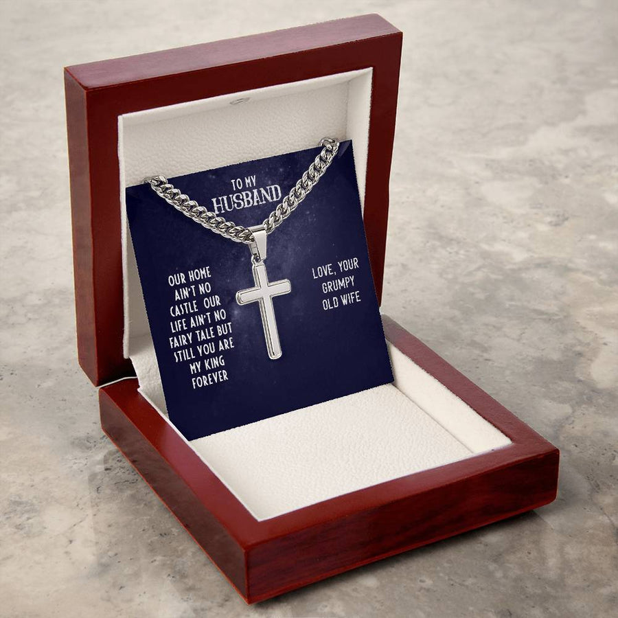To My Husband Gifts from Wife, Christian Cross Necklace Men's, Birthday Necklace for Him