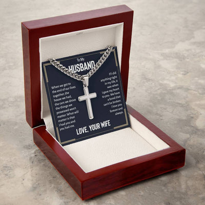 Load image into Gallery viewer, To My Husband Artisan Cross Necklace from Wife, When We Get to the End of Our Lives
