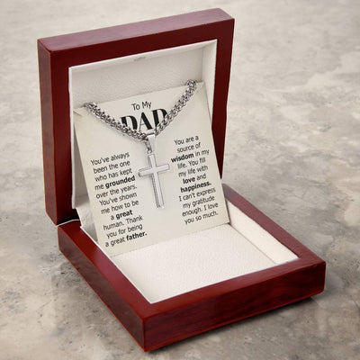 Load image into Gallery viewer, To My Dad Artisan Cross Necklace from Daughter/son, You Are Source of Wisdom in My Life
