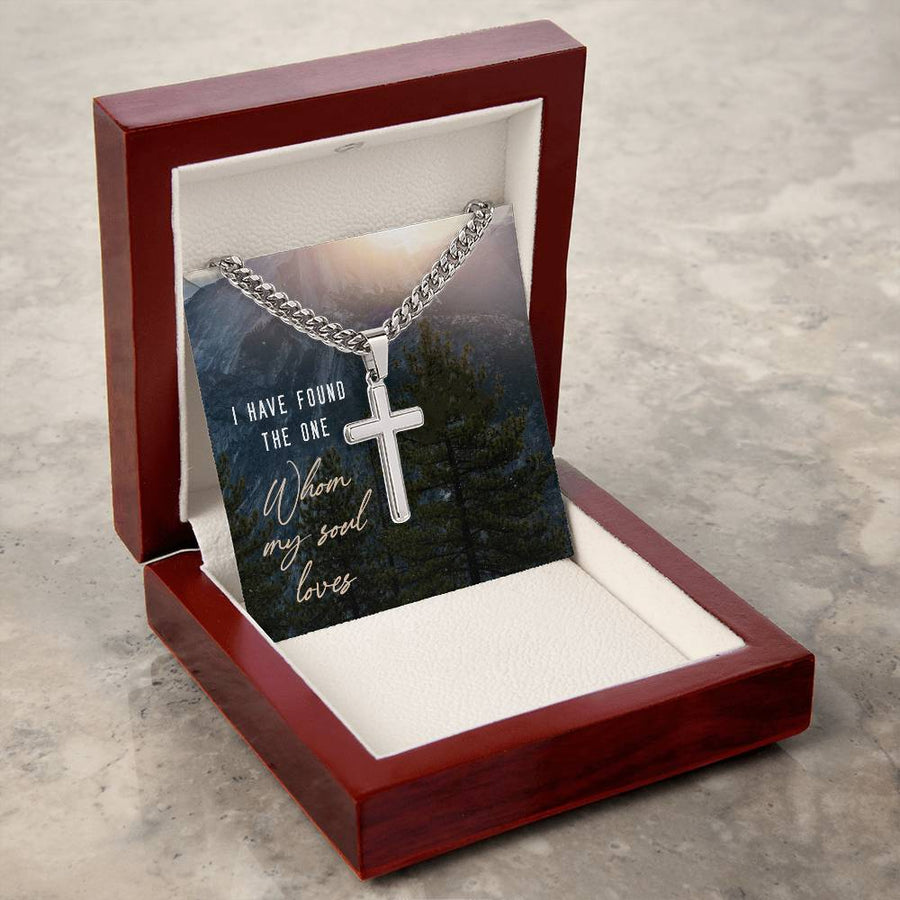 Miami Cuban Link Chain with Cross Pendant, I Have Found the One Whom My Soul Loves