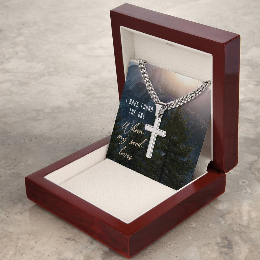 Miami Cuban Link Chain with Cross Pendant, I Have Found the One Whom My Soul Loves