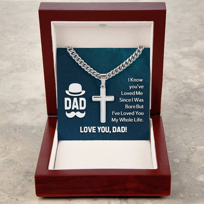 Load image into Gallery viewer, To My Dad Artisan Cross Necklace - I Know You &amp;#39;ve Loved Me
