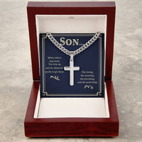 Load image into Gallery viewer, To My Son Artisan Cross Necklace - When Others Step Back
