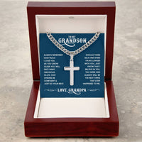 Load image into Gallery viewer, To My Grandson - Always remember how much I love you Artisan Cross on Cuban Link Chain
