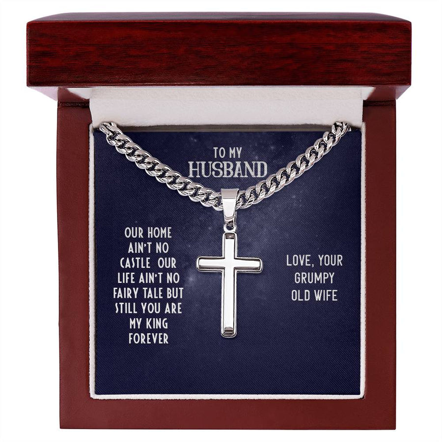 To My Husband Gifts from Wife, Christian Cross Necklace Men's, Birthday Necklace for Him
