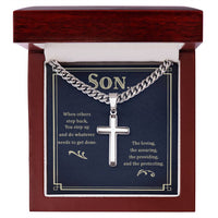 Load image into Gallery viewer, To My Son Artisan Cross Necklace - When Others Step Back
