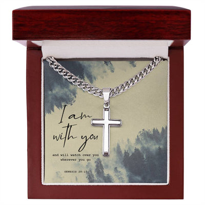 Load image into Gallery viewer, Birthday Gifts for a Christian Man, Spiritual Gifts for Men, Cross on Cuban Link Chain
