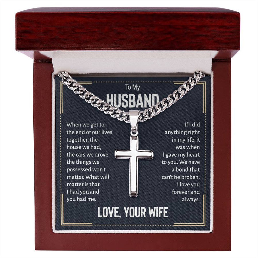 To My Husband Artisan Cross Necklace from Wife, When We Get to the End of Our Lives