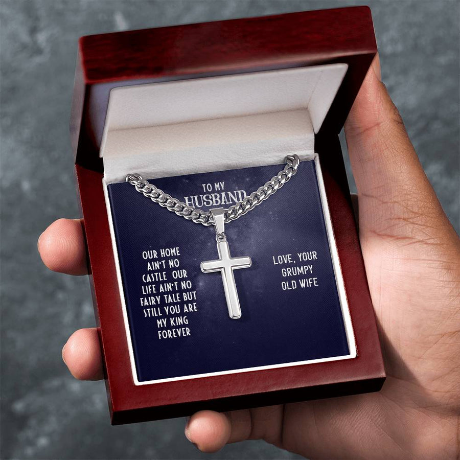 To My Husband Gifts from Wife, Christian Cross Necklace Men's, Birthday Necklace for Him