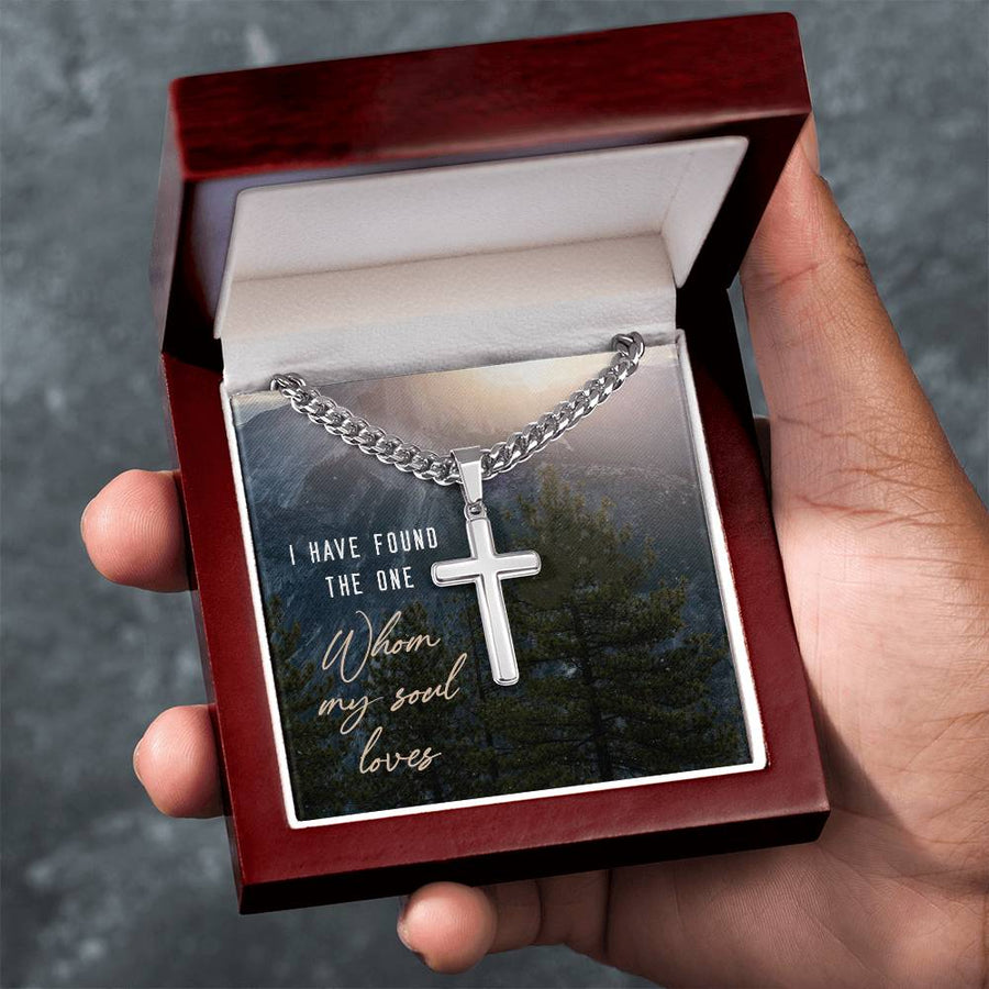 Miami Cuban Link Chain with Cross Pendant, I Have Found the One Whom My Soul Loves