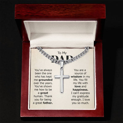 Load image into Gallery viewer, To My Dad Artisan Cross Necklace from Daughter/son, You Are Source of Wisdom in My Life
