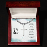 Load image into Gallery viewer, To My Son Cuban Link Chain Necklace Always Remember You Are Braver Than You Believe
