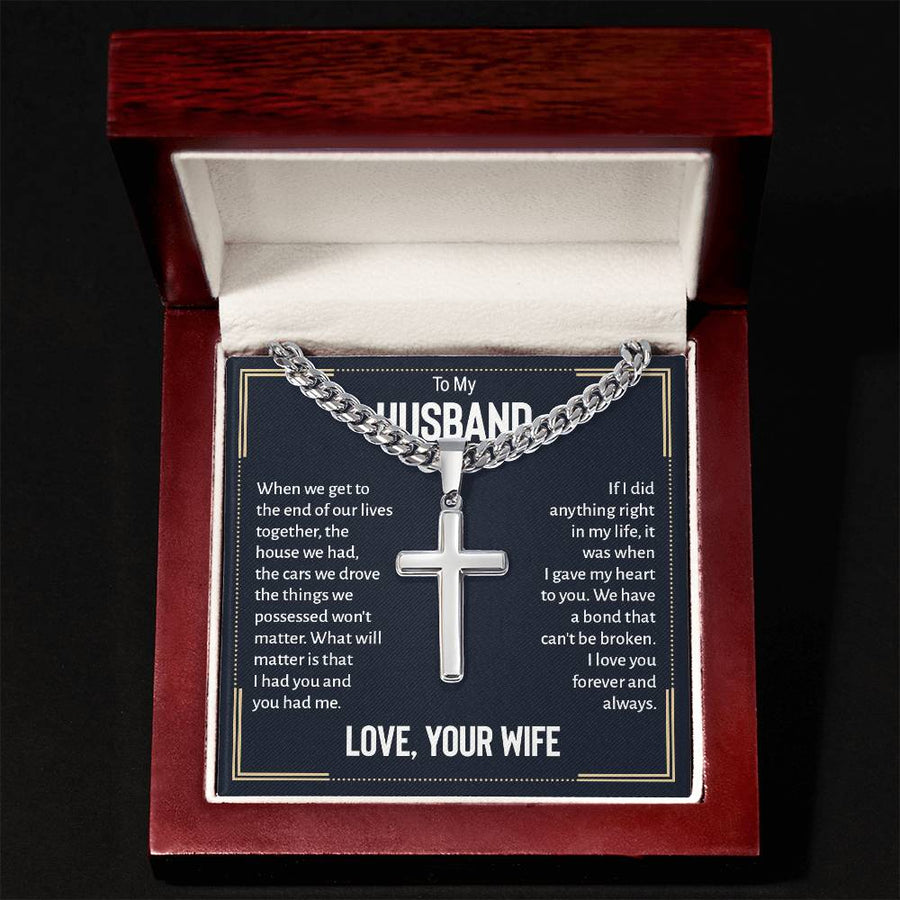 To My Husband Artisan Cross Necklace from Wife, When We Get to the End of Our Lives