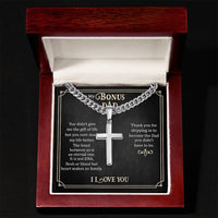 Load image into Gallery viewer, To My Bonus Dad Artisan Cross Necklace, Thank You for Stepping in to Become the Dad You Didn&#39;t Have to Be
