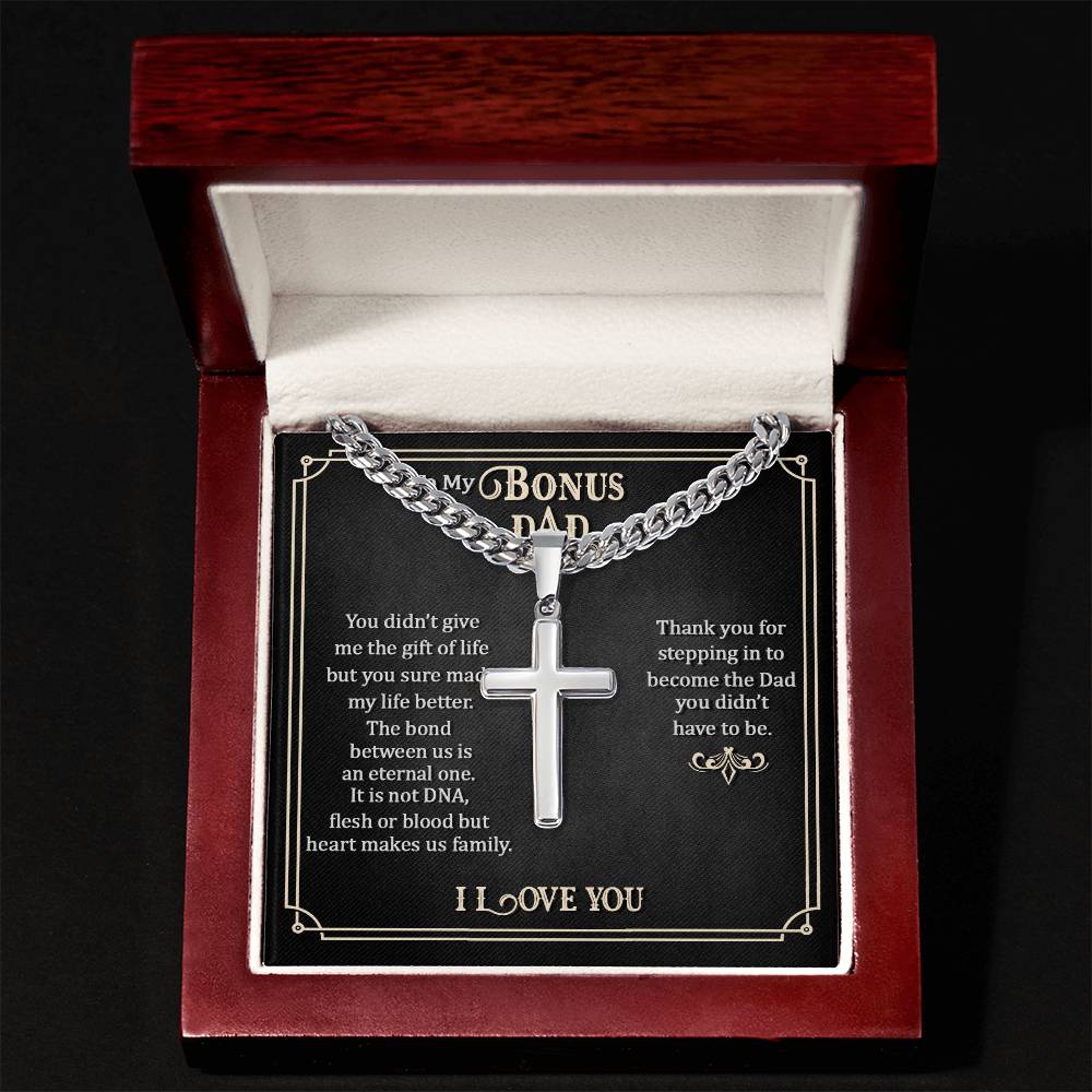 Cool Cross Necklace For Him - Stainless Steel Gift For Grandson, Son, Dad | Pull Out Gift Box For Graduation, Birthday, Father's Day - View #9
