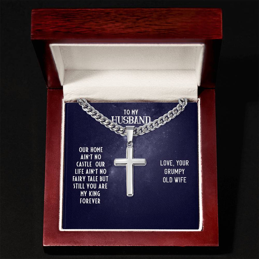 To My Husband Gifts from Wife, Christian Cross Necklace Men's, Birthday Necklace for Him