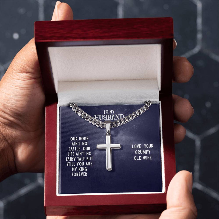 To My Husband Gifts from Wife, Christian Cross Necklace Men's, Birthday Necklace for Him