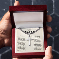 Load image into Gallery viewer, To My Dad Artisan Cross Necklace from Daughter/son, You Are Source of Wisdom in My Life
