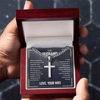 Load image into Gallery viewer, To My Husband Artisan Cross Necklace from Wife, When We Get to the End of Our Lives
