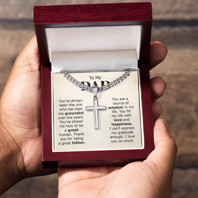 Load image into Gallery viewer, To My Dad Artisan Cross Necklace from Daughter/son, You Are Source of Wisdom in My Life
