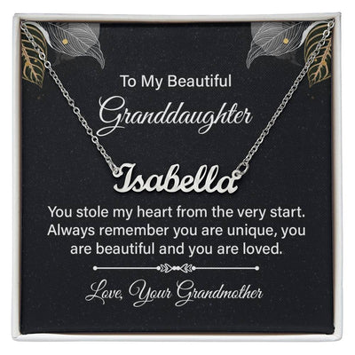 Load image into Gallery viewer, To My Granddaughter Name Necklace Silver, Custom Name Necklace for Granddaughter from Grandma
