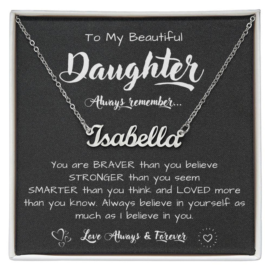 To My Daughter Necklace from Dad, Personalized Name Necklace for Daughter