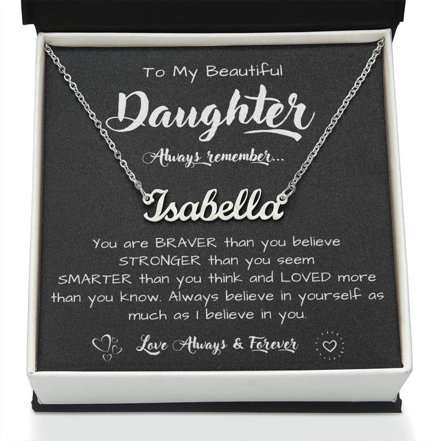 To My Daughter Necklace from Dad, Personalized Name Necklace for Daughter