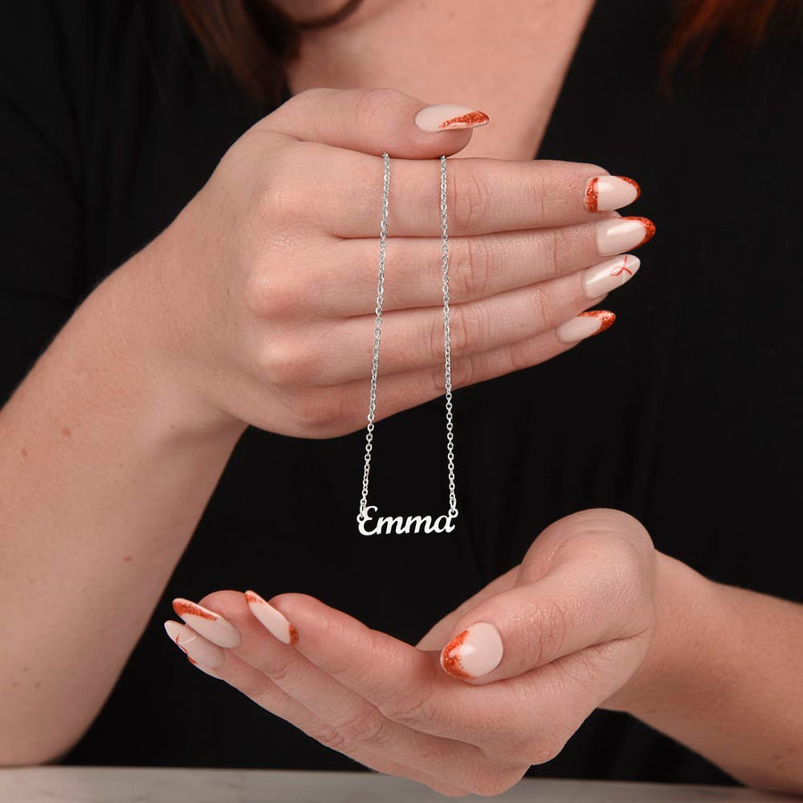 To My Granddaughter Name Necklace Silver, Custom Name Necklace for Granddaughter from Grandma