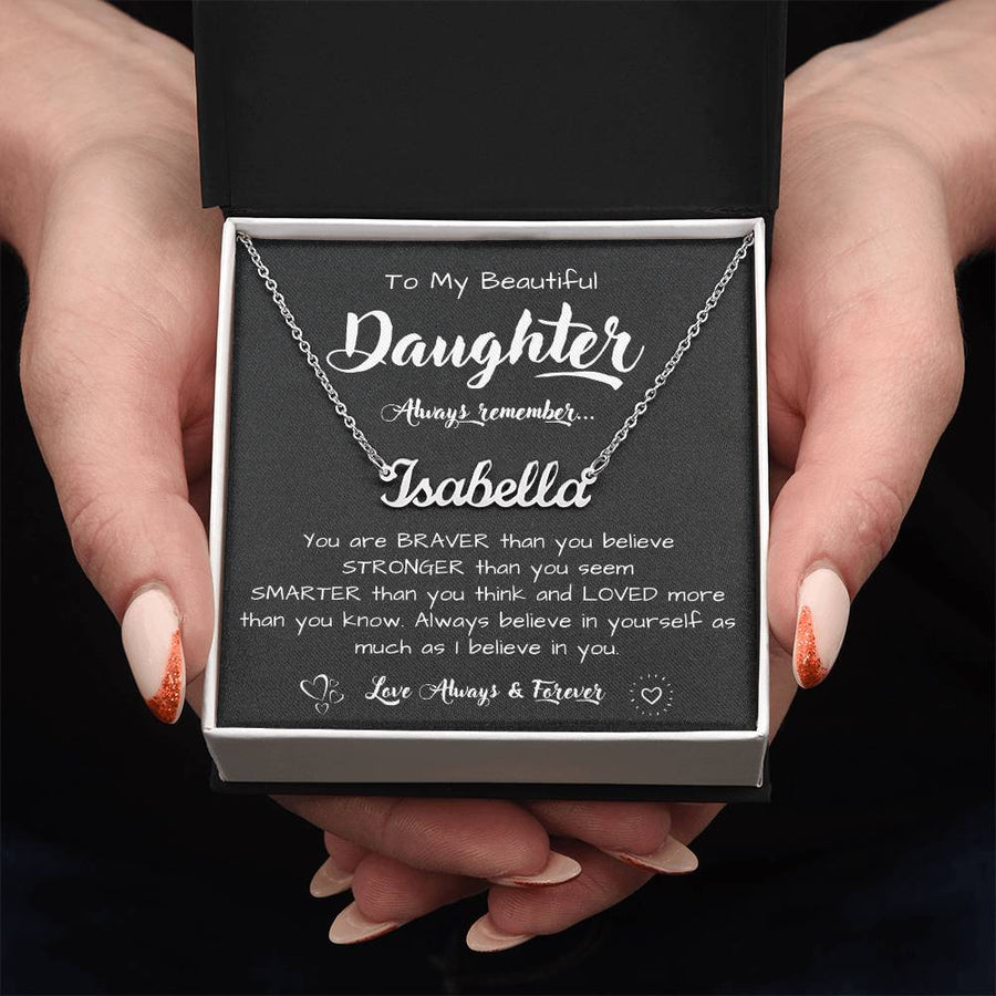 To My Daughter Necklace from Dad, Personalized Name Necklace for Daughter