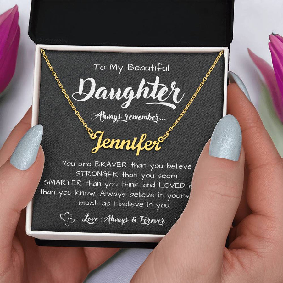 To My Daughter Necklace from Dad, Personalized Name Necklace for Daughter