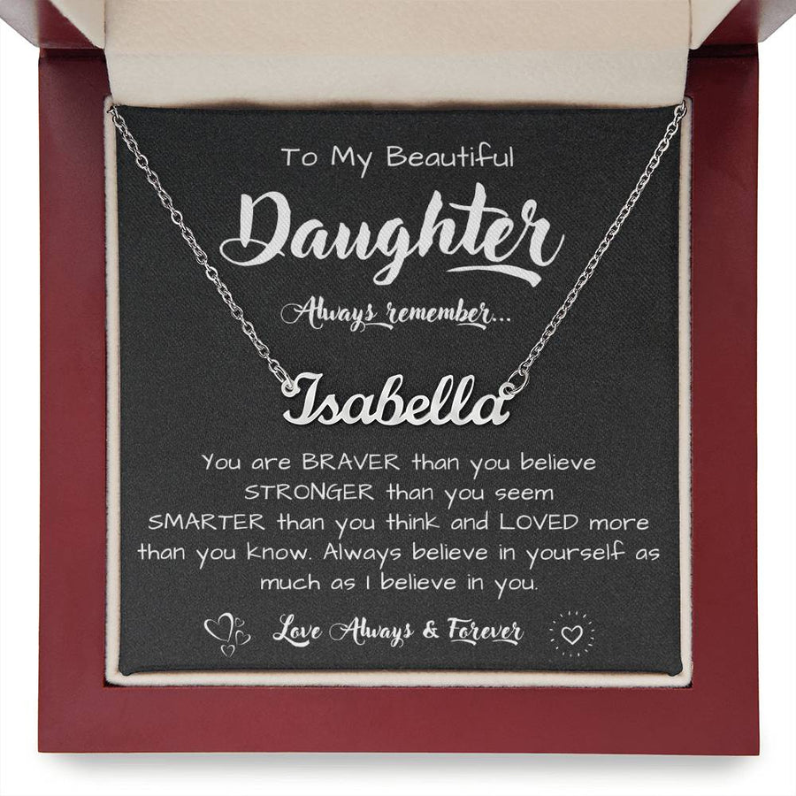 To My Daughter Necklace from Dad, Personalized Name Necklace for Daughter