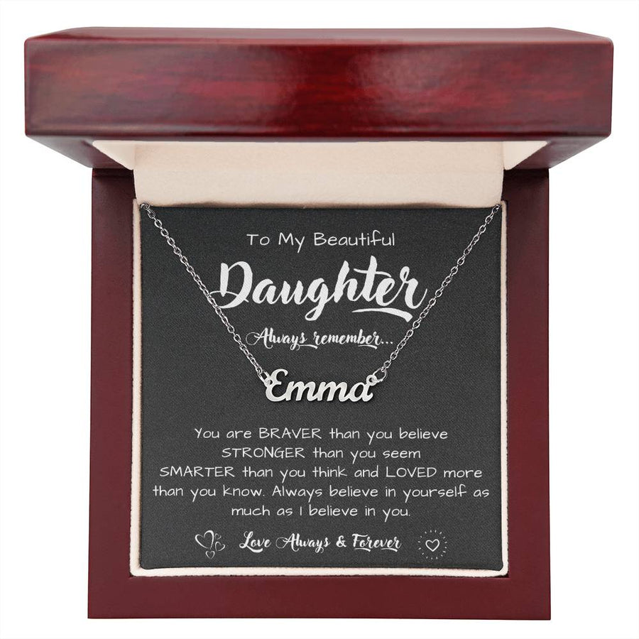 To My Daughter Necklace from Dad, Personalized Name Necklace for Daughter