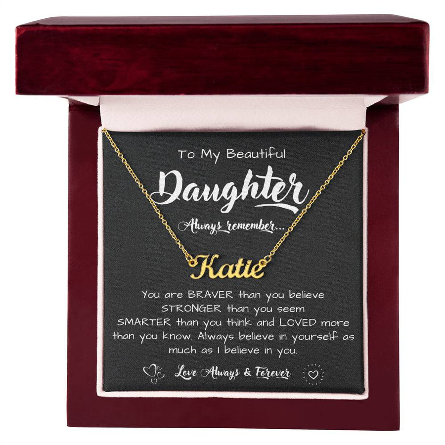 To My Daughter Necklace from Dad, Personalized Name Necklace for Daughter