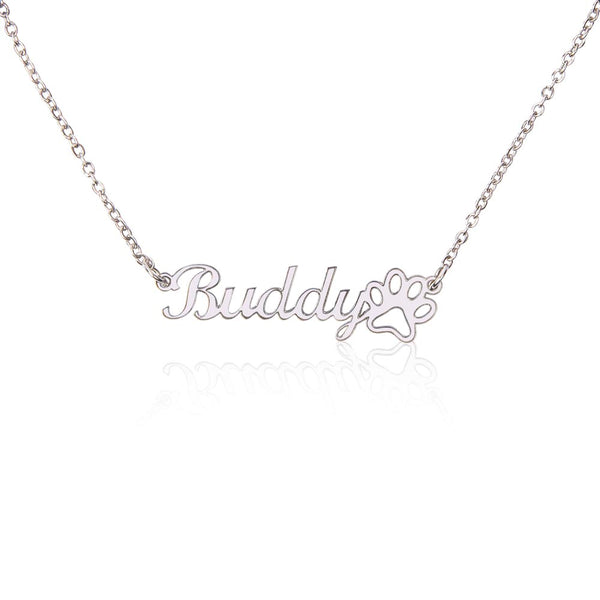 Customized Name Necklace, Paw Print Name Necklace for Dog and Cat Lovers