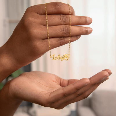 Load image into Gallery viewer, Customized Name Necklace, Paw Print Name Necklace for Dog and Cat Lovers
