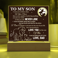 Load image into Gallery viewer, To My Son Printed Acrylic Plaque with LED Base – Birthday, Graduation, Holiday Gift
