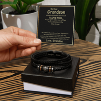 Load image into Gallery viewer, To My Grandson Leather Bracelet – Birthday, Christmas, Graduation Gift with Love Message
