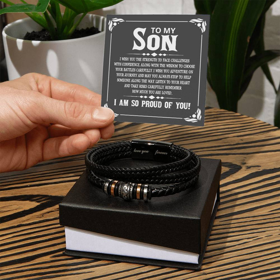 To My Son Bracelet Always Remember, I Wish You the Strength to Face Challenges with Confidence