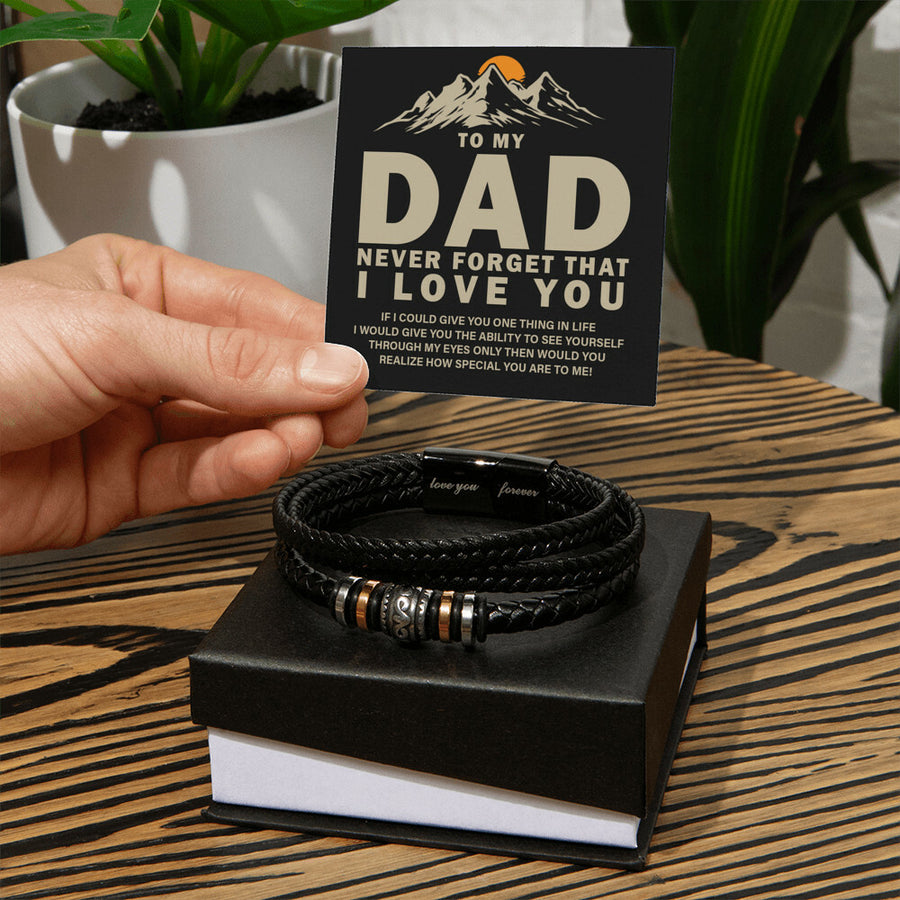 To My Dad Bracelet Gift – Never Forget I Love You, Birthday Gift from Son or Daughter to Father