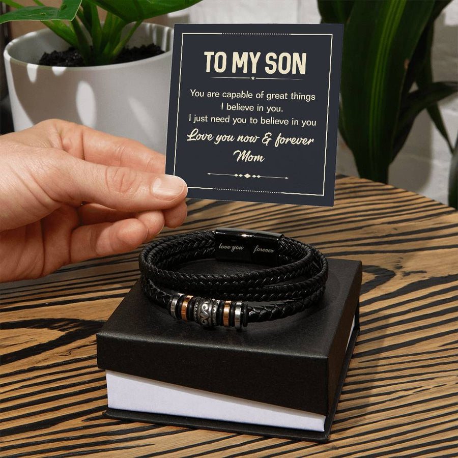 To My Son Bracelet Always Remember from Mom, Birthday Bracelet Gift for Son from Mother
