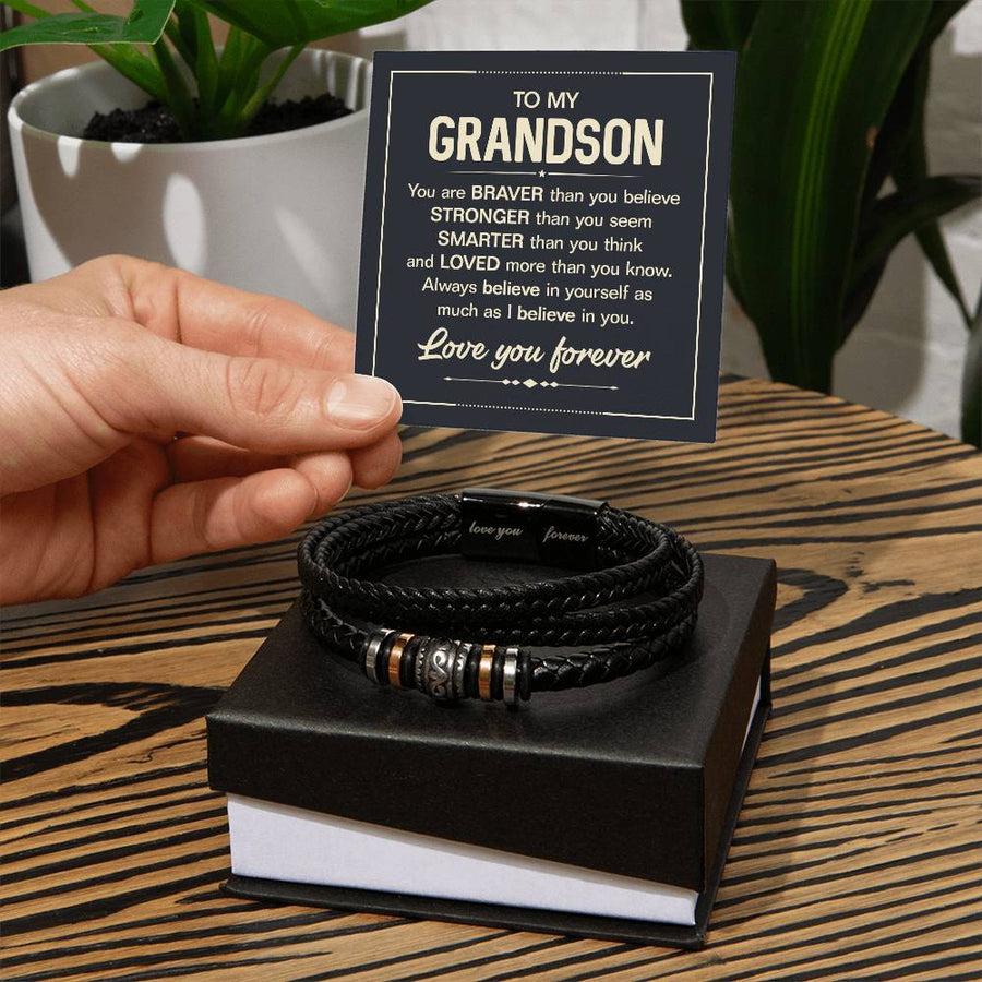 To My Grandson Bracelet from Grandma, Grandson Bracelet with Message Card