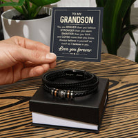 Load image into Gallery viewer, To My Grandson Bracelet from Grandma, Grandson Bracelet with Message Card
